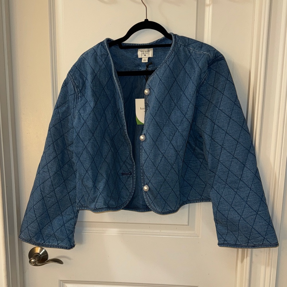 kate spade Quilted Denim Blue Cropped Jacket